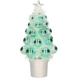 4x Mini kunst kerstboompje mint groen met kerstballen 19 cm - Kerstversiering - Kunstboompje