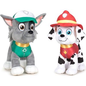 Paw Patrol knuffels setje van 2x karakters Rocky en Marshall 27 cm - Kinder speelgoed hondjes cadeau