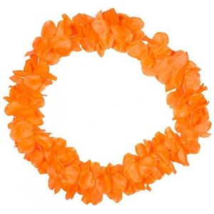 Set van 12x stuks hawaii bloemen slingers neon oranje - Oranje fans artikelen - Koningsdag