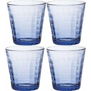 4x Drinkglazen/waterglazen Prisme blauw 220 ml - Koffie/thee glazen Prisme 220 ml