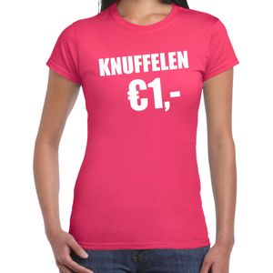 Fun t-shirt - knuffelen 1 euro - roze - dames - Feest outfit / kleding / shirt