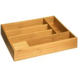 Bestekbak/keuken organizer 5-vaks bamboe hout - 38 x 28 cm