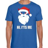 Devil Santa Kerstshirt / Kerst t-shirt hi its me blauw voor heren - Kerstkleding / Christmas outfit