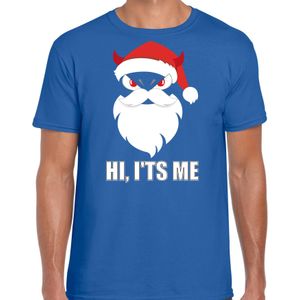 Devil Santa Kerstshirt / Kerst t-shirt hi its me blauw voor heren - Kerstkleding / Christmas outfit