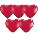 45x stuks Hartjes vorm ballonnen rood 15 cm - Valentijn/bruiloft feest versiering