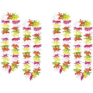 Bloemenslinger/Hawaii krans - 4x - gekleurd - 50 cm - plastic - Hawaii thema feestje