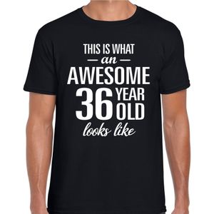 Awesome 36 year - geweldig 36 jaar cadeau t-shirt zwart heren -  Verjaardag cadeau