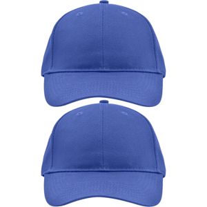2x stuks 6-panel baseball kobalt blauwe caps/petjes