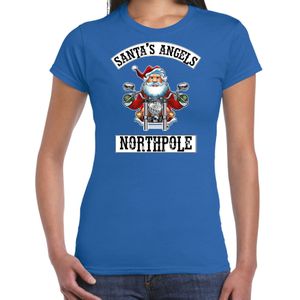 Fout Kerstshirt / Kerst t-shirt Santas angels Northpole blauw voor dames - Kerstkleding / Christmas outfit