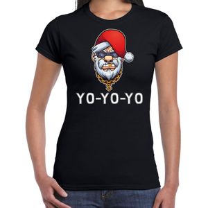 Gangster / rapper Santa fout Kerstshirt / Kerst t-shirt zwart voor dames - Kerstkleding / Christmas outfit