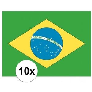 10x stuks Vlag Brazilie stickers