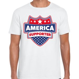 America supporter schild t-shirt wit voor heren - Amerika/USA landen t-shirt / kleding - EK / WK / Olympische spelen outfit