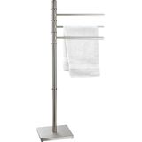 MSV Handdoeken rek badkamer - zilver - chroom metaal - 22 x 89 x 18 cm