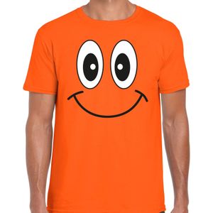 Bellatio Decorations Koningsdag T-shirt voor heren - smiley - oranje - feestkleding