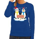 Foute kersttrui / sweater pinguin vriendjes blauw voor dames - Kersttruien