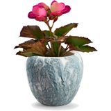 Jodeco Plantenpot/bloempot Marble - wit/ijsblauw - keramiek - D18 x H16 cm - hotel chique