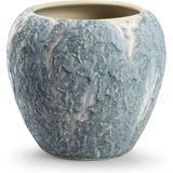 Jodeco Plantenpot/bloempot Marble - wit/ijsblauw - keramiek - D18 x H16 cm - hotel chique