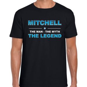 Naam cadeau Mitchell - The man, The myth the legend t-shirt  zwart voor heren - Cadeau shirt voor o.a verjaardag/ vaderdag/ pensioen/ geslaagd/ bedankt