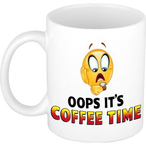 Oh no its coffee time mok wit - kantoorhumor beker - cadeau collega