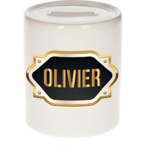 Olivier naam cadeau spaarpot met gouden embleem - kado verjaardag/ vaderdag/ pensioen/ geslaagd/ bedankt