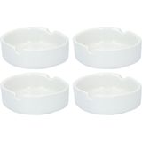 4x Witte ronde asbakken 8 cm keramiek - Asbak - Tuin artikelen - Rookwaren toebehoren/rokersbenodigdheden/tabak accessoires