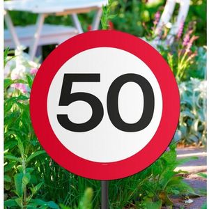 Tuinborden 50 jaar feestartikelen Abraham/Sara 44 cm van karton - Buiten versiering 50 jarigen