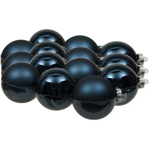 18x stuks kerstversiering kerstballen donkerblauw van glas - 8 cm - mat/glans - Kerstboomversiering