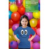 Bellatio Decorations Verkleed t-shirt voor kinderen/meisje - smiley - blauw - feestkleding