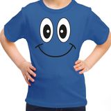 Bellatio Decorations Verkleed t-shirt voor kinderen/meisje - smiley - blauw - feestkleding