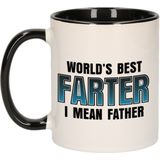 Bellatio Decorations vaderdag cadeau mok - zwart/wit - 300 ml - worlds best farter - Cadeau mokken