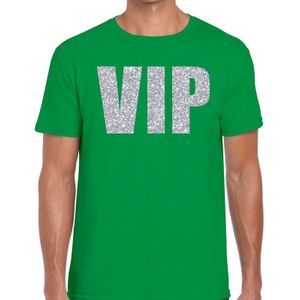 VIP zilver glitter tekst t-shirt groen voor heren