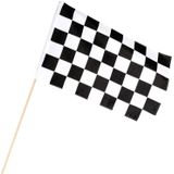 50x Finish vlaggen zwaaivlaggen wit/zwart geblokt 30 x 45 cm - Formule 1 vlag - Race vlaggen