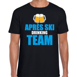 Apres ski t-shirt Apres ski drinking team bier zwart  heren - Wintersport shirt - Foute apres ski outfit/ kleding/ verkleedkleding