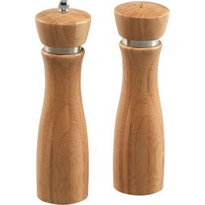 Bamboe houten peper- en zoutstel 21 cm - Pepermolen/zoutmolen - Pepermaler/zoutmaler - Kruiden en specerijen vermalen vermalers