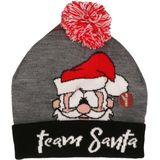 Foute kerstmutsen/wintermutsen Team Santa met verlichting- Foute kerstmutsen- Kerstmis mutsen voor volwassenen