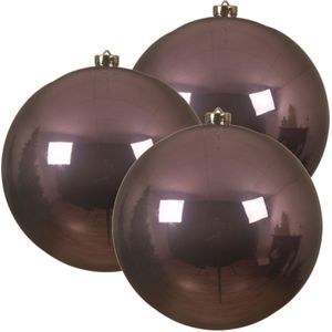 3x stuks kunststof kerstballen lila paars - 14 cm - glans - Onbreekbare plastic kerstballen