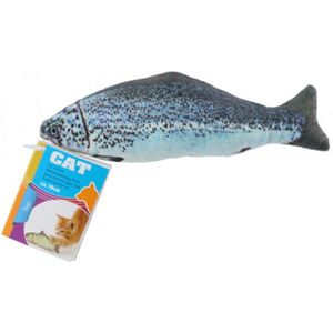 1x Kattenspeeltjes vissen knuffels 19 cm - zalm - Speelgoed vissen voor katten
