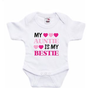 Bellatio Decorations baby rompertje - my auntie is my bestie - wit/roze - cadeau romper - kraamcadeau