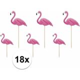 Flamingo cocktailprikkers 18 stuks - kaasprikkertjes