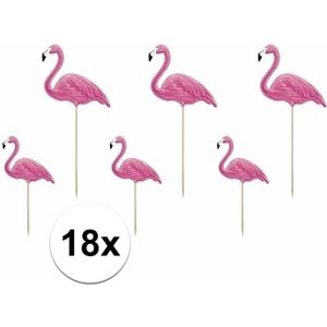 Flamingo cocktailprikkers 18 stuks - kaasprikkertjes