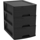 Ladenkast/bureau organizer zwart A5 3x lades stapelbaar L19 x B26 x H25 cm - Ladenblokken