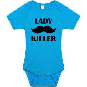 Lady killer tekst baby rompertje blauw jongens - Kraamcadeau - Babykleding