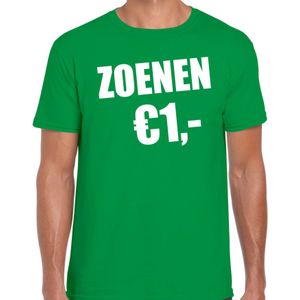 Fun t-shirt - zoenen 1 euro - groen - heren - Feest outfit / kleding / shirt