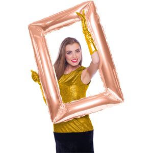 Folat Foto Frame - rechthoek - rose goud - 85 x 60 cm - opblaasbaar/folie ballon - photo prop