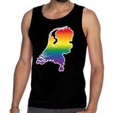 Nederland/Holland gaypride tanktop zwart - regenboog singlet zwart voor heren - gaypride