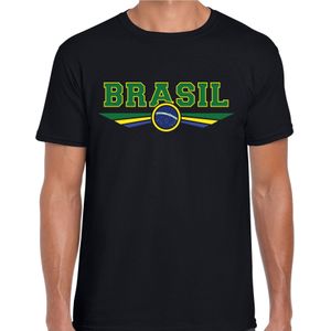 Brazilie / Brasil landen t-shirt met Braziliaanse vlag zwart heren - landen shirt / kleding - EK / WK / Olympische spelen outfit