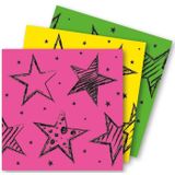 40x Neon kleuren feest servetten groen, geel en roze 33 x 33 cm papier - Kinderfeestje papieren wegwerp tafeldecoraties