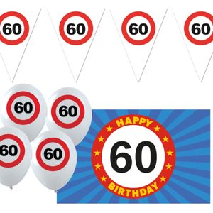 Verjaardag 60 jaar versiering pakket stopborden thema 5-delig - Leeftijd feestartikelen