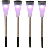 15x RVS Buiten/tuin LED stekers solar verlichting 36 cm gekleurd - Tuinverlichting - Tuinlampen - Solarlampen op zonne-energie