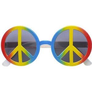 Toppers Peace Hippie Sixties verkleed zonnebril - Jaren 60 Flower Power thema bril